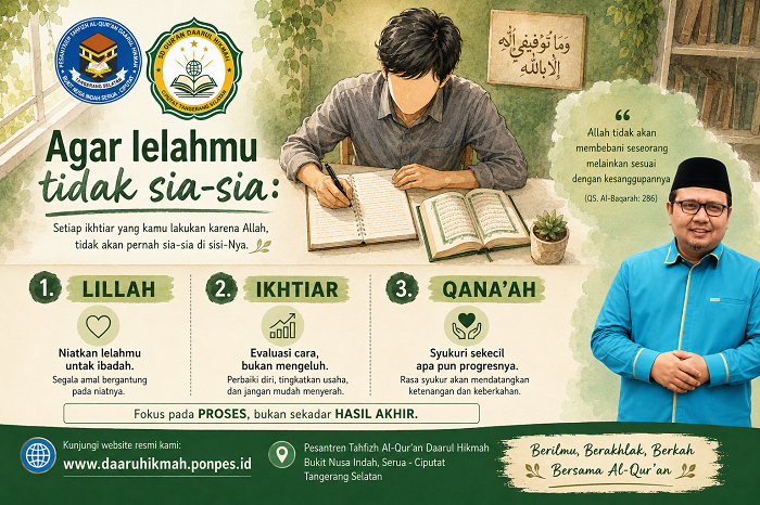 LILLAH dalam Niat, IKHTIAR dalam Usaha, QANA'AH dalam Hasil